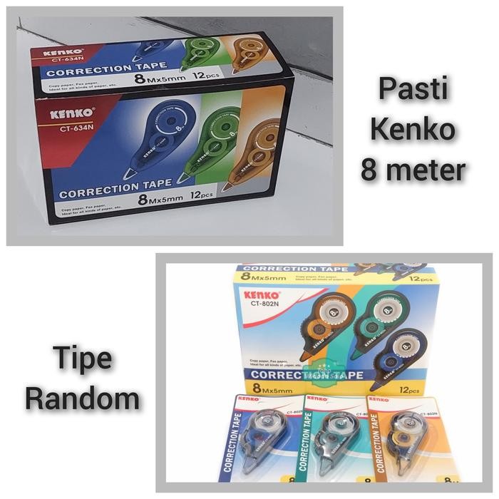 

tip ex kertas 8 meter kenko correction tipex tape - 12 buah kode 1334