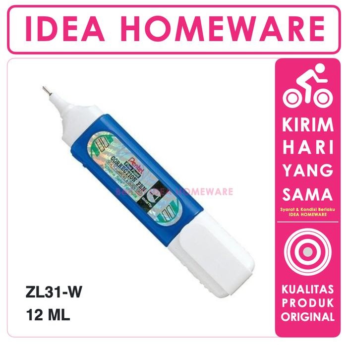 

pentel correction pen zl31-w original tip ex kertas cair - satuan kode 1425