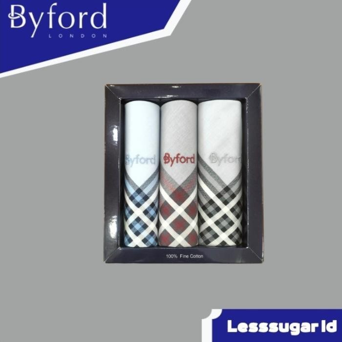 Saputangan Byford Isi 3 PCS Katun Sapu Tangan Handkerchiefs X12