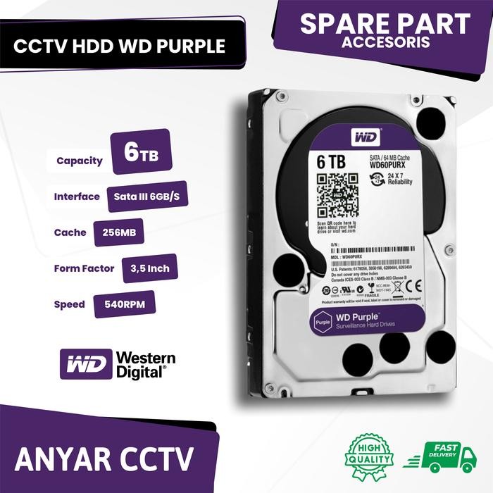 HARDDISK HDD 6TB WD Purple 6TB 6 TB Garansi 1thn Rusak Ganti Baru