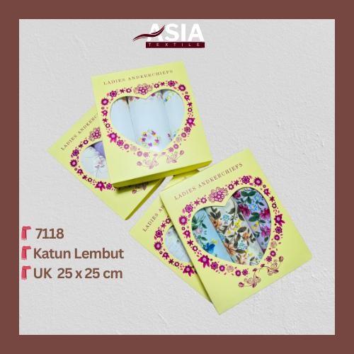 (3 Pcs) Sapu Tangan Wanita Bahan Katun Motif Bunga