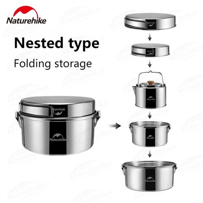 Nesting Cooking Set Naturehike Glamping Nature Hike Camping Masak