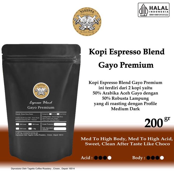 

ESPRESSO GAYO PREMIUM 200GR - KOPI 50% ARABICA 50% ROBUSTA