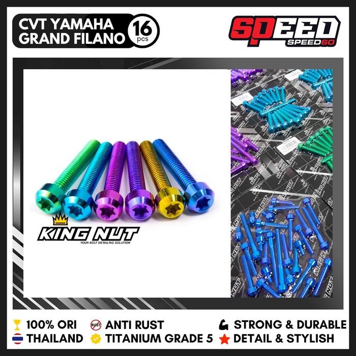 

Terlaris Baut Titanium Set Cvt Yamaha Grand Filano Grade 5 King Nut