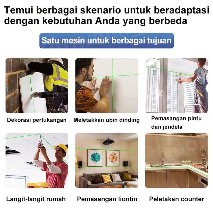 

Dewei waterpass laser 4D laser level 8/12/16 line laser tukang bangunan tingkat semangat 2 baterai