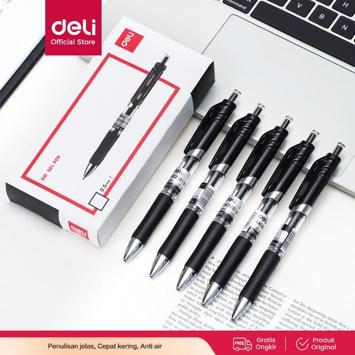 

Deli Gel Pen / Pulpen Gel Retracable 0.5mm Isi 12pcs/box S01