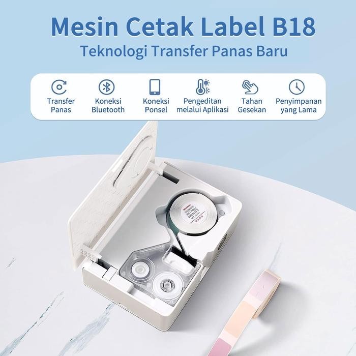 

NIIMBOT B18 Pita Pelabelan Kompatibel, Pita Isi Ulang Pengganti untuk Printer Label Transfer Termal,