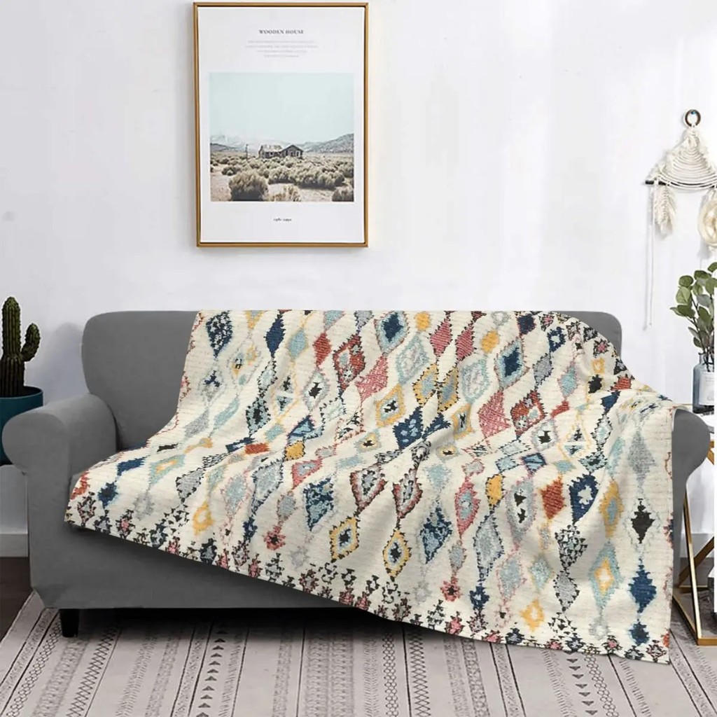 Navajo Oriental Blanket Flannel Decoration Vintage Moroccan Rug Portable Home Bedspread