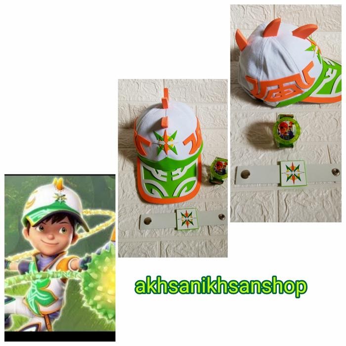 Topi boboiboy sori +jam tangan boboiboy bonus gelang teaik