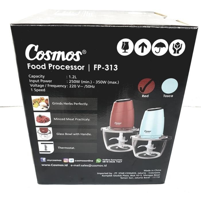 COSMOS food processor FP 313 Pelumat Penggiling Bumbu Daging FP313 Chopper Gelas Kaca 1.2l FP-313