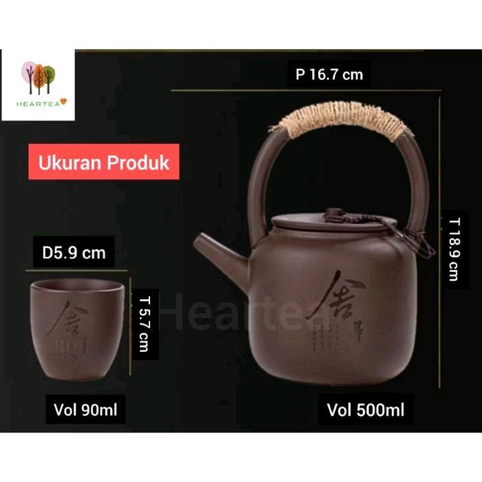 Japanese Style Clay Tea Pot Set / Teko Set Tanah Liat Klasik