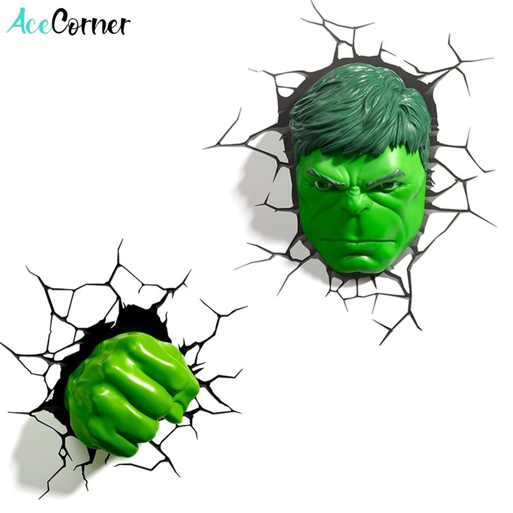 Acecorner Hulk Head Hand Superhero 3D Creative LED Wall Lamp Sticker Hanging Avengers Marvel Night