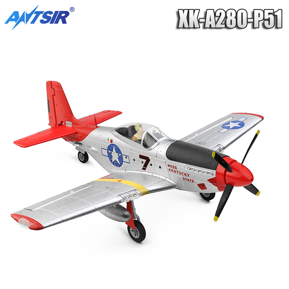 Xk A280 Rc Airplane P51 Fighter Simulator 2.4G 3D6G Mode Aircraft With Led Sear light Plane Toys