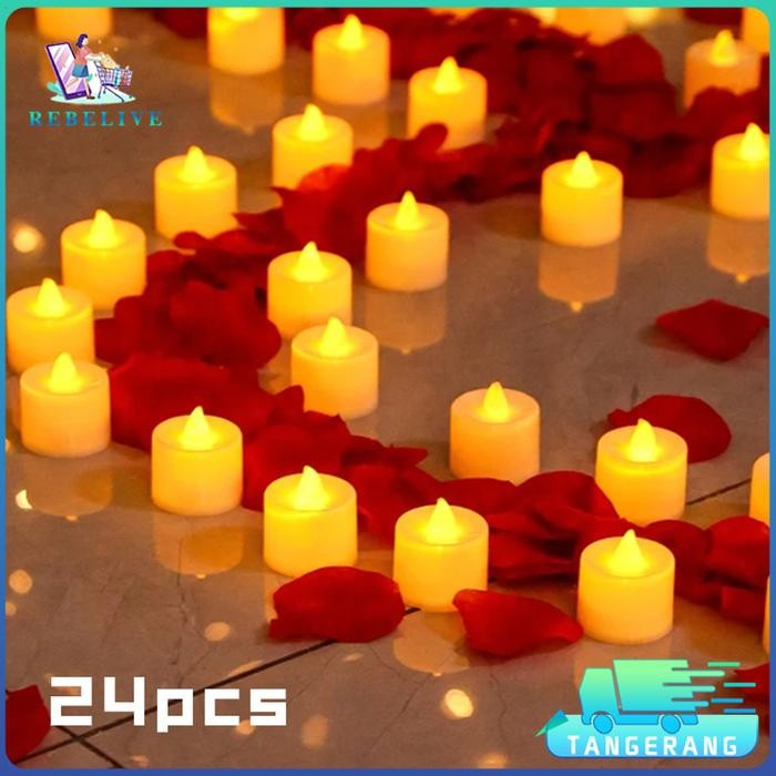 24Pcs Lilin LED Mini Aesthetic Lilin Baterai Candle Lht Lilin Elektrik Kecil