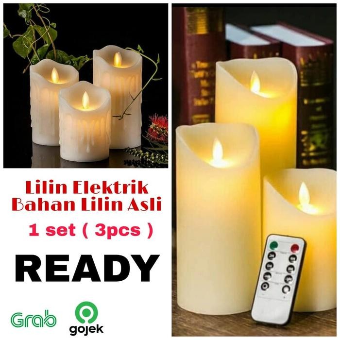 Bahan Wax Lilin Lilin Besar Elektrik Goyang dengan Remote (3pcs)