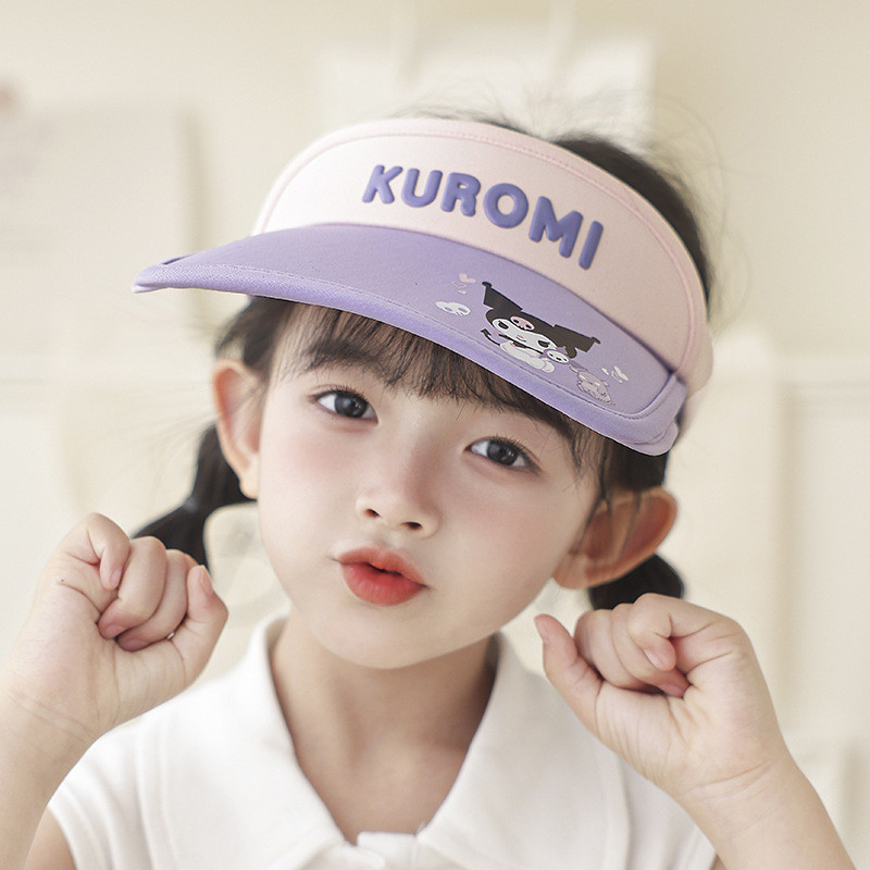 Terbaru Anime Sanrios Hat Kuromi Summer Sunscreen Hat Retractable Wide Brim of Hat Uv Protection