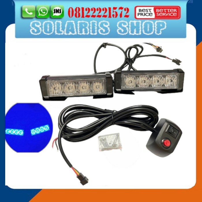 Lampu Led Strobo Polisi/Strobo Set/Strobo 4 Titik/Strobo Motor Mobil+.