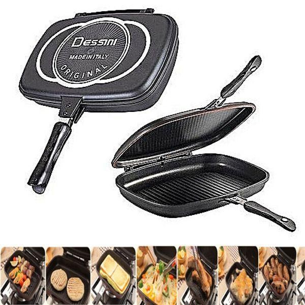 DESSINI ITALY DP-36 Granite Aluminium Non Stick Double Sided Pressure Grill Fry Pan Cookware 36 cm