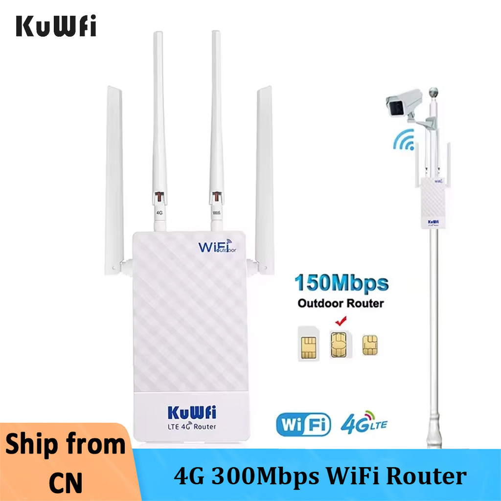 IMPORT KuWFi 4G WIFI Router Outdoor 300Mbps LTE Router 4G Sim Card Support Port Filtering MAC IP