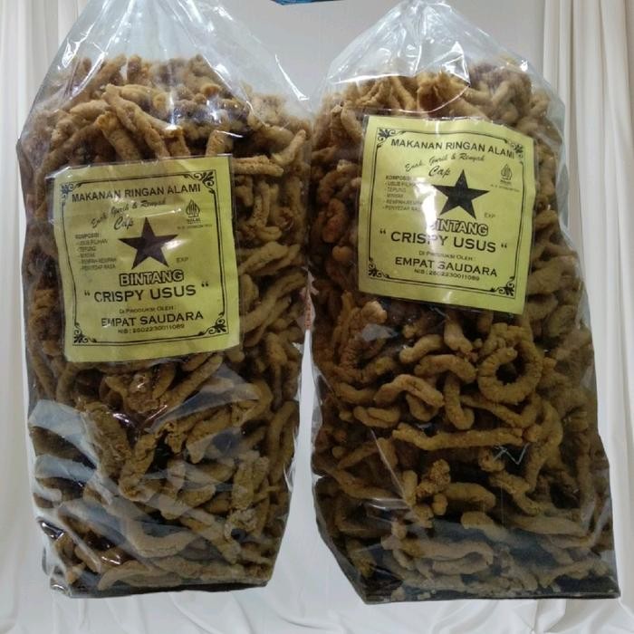

New 500 GRAM ~ KRIPIK USUS AYAM CRYSPI KEMASAN GURIH RENYAH KRAUK Crispy Food