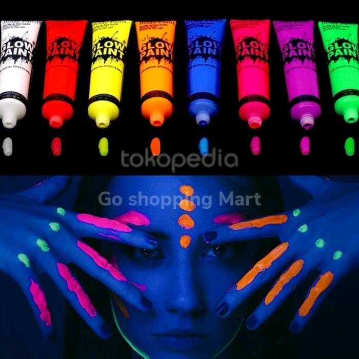 New 10 Ml Cat Lukis Badan Wajah Cair Body Face Painting Glow in the Dark