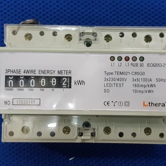 KWH meter analog atau counter 3 phase 5-100A merk Thera