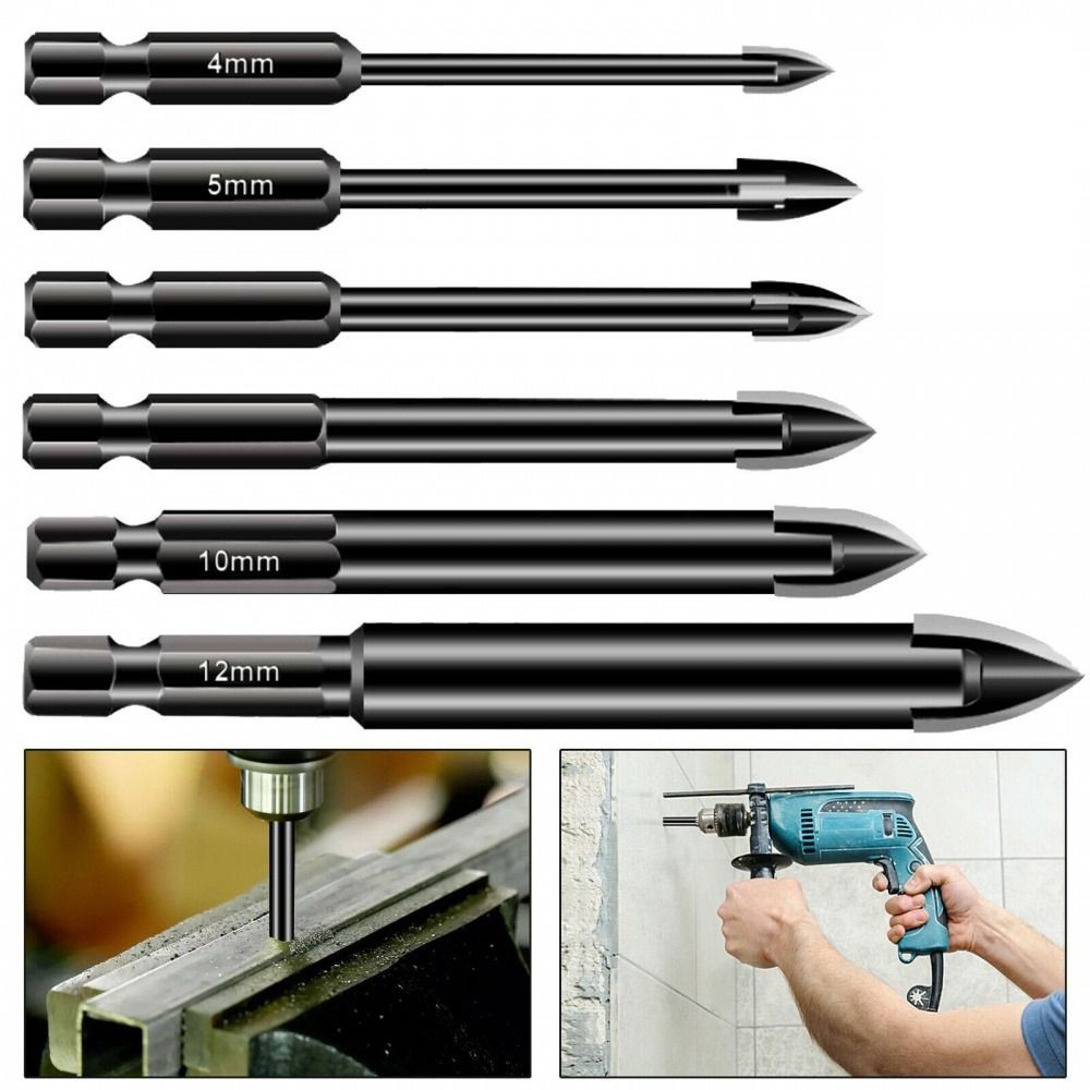 High Hardness Triangle Drill Bit 4/5/6/8/10/12mm Hex Shank Tile Drill Bit Professional Punching Cera