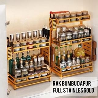 Rak Bumbu Dapur SS304 Gold/Tmpt Bumbu Tembok Dapur/Tmpt Bumbu Meja Dpr