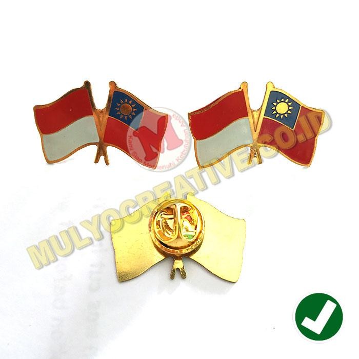 

Cross Flag Pin Indonesia Taiwan Pin Bendera Persahabatan Custom PREMIUM