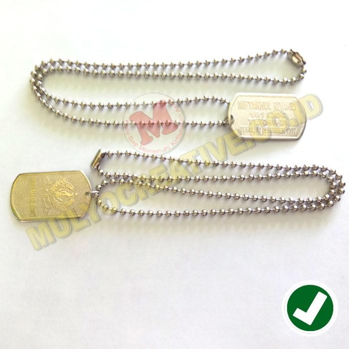 

Kalung Nama ID Tag - Kalung Militer 60 cm - Kalung Dog Tag Custom Nama PREMIUM