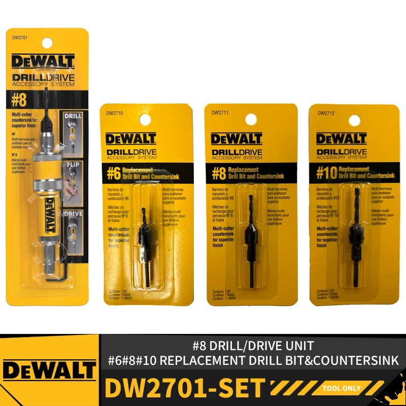 DEWALT DW2700 DW2701 DW2702 Set 3in1 Drill Drive Unit Woodworker Replacement Drill Bit & Countersink