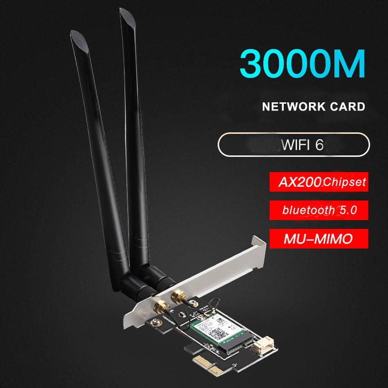 Pcie Wifi6 Adapter Wireless Bluetooth Network Dongle Pcie Network Card 3000M With Intel Ax200