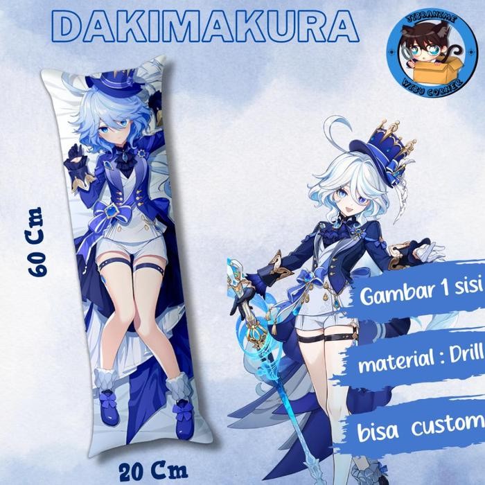 Mega Dakimakura / Guling Ghensin Impact Furina Ukuran 20X60Cm Sudah Termasuk Isi Bisa Custom