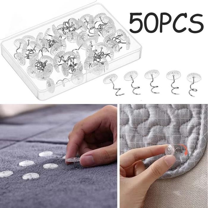 50/100 Pcs Alat Penjepit Sprei Anti Geser Sprei Penjepit Multifungsi Pengikat Sprei Anti Geser Paku