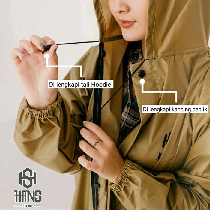 Jas Hujan Wanita Dewasa Mantel Raincoat Bahan Parasit PVC Anti Rembes by Hans Store Terbaru Kekinian