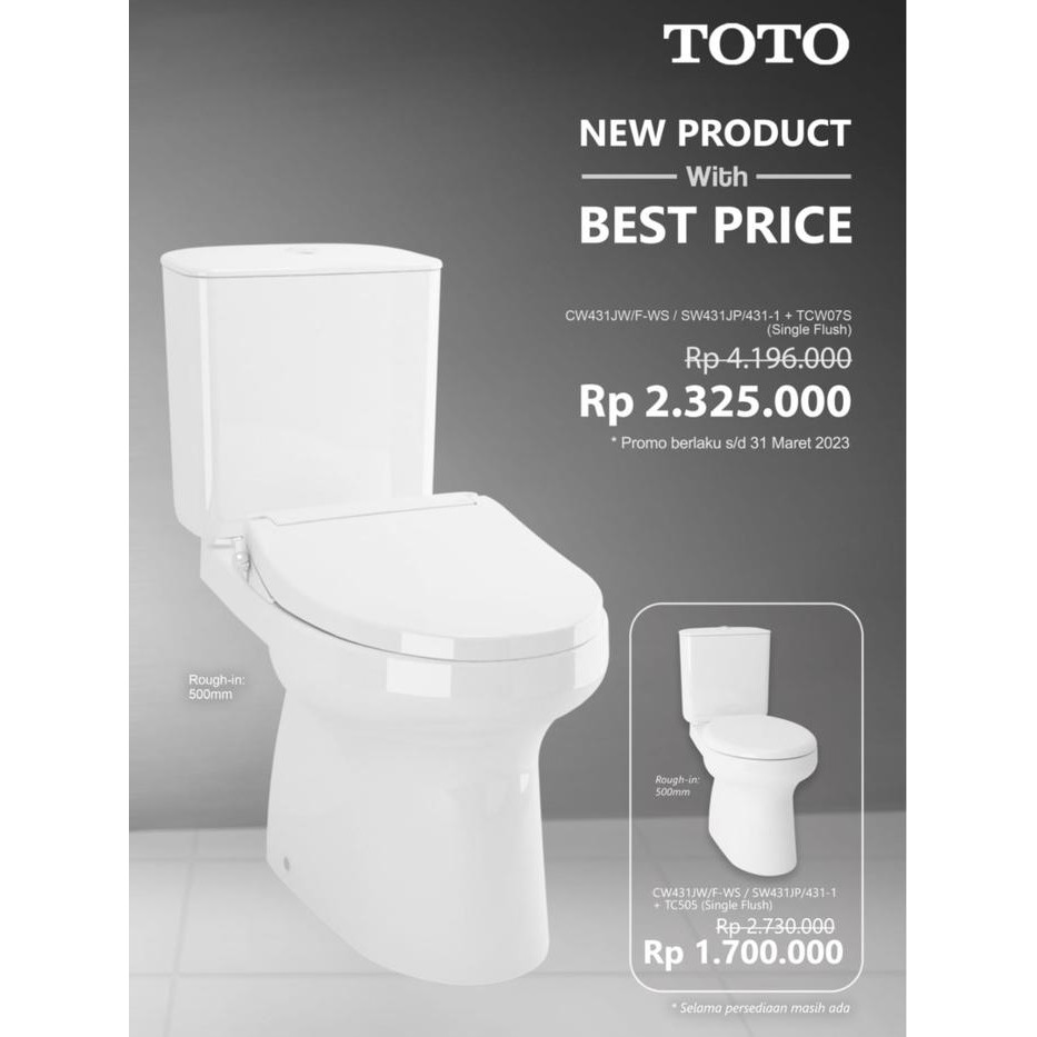 CW 431 J KLOSET DUDUK TOTO 50 CM MONOBLOK TOTO ( BANDUNG ONLY )