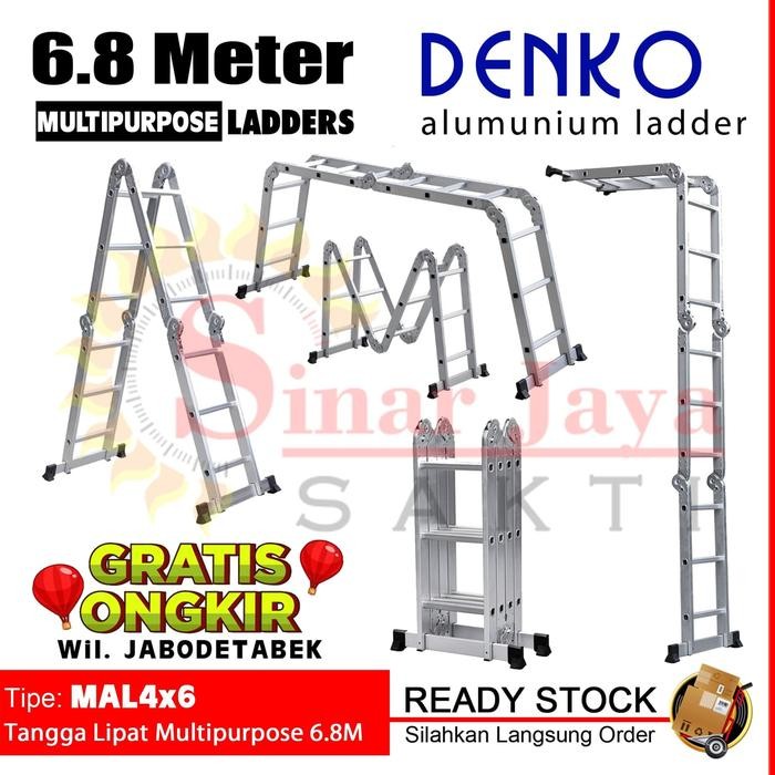 

Terlaris Tangga Alumunium Multipurpose 6.8 Meter / Lipat Multi Fungsi Denko 6,8
