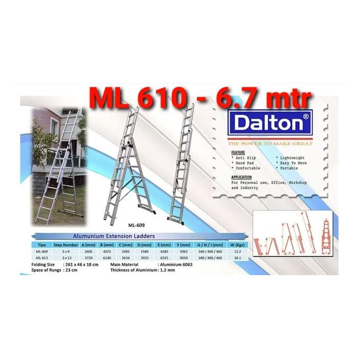 

Terlaris Tangga Lipat Alumunium Extension 6,7Meter Dalton Ml-610