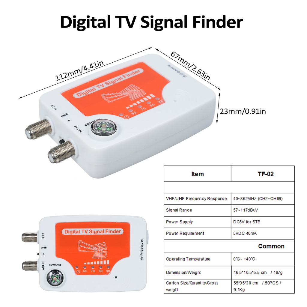 Digital TV Signal Finder Digital Aerial Terrestrial TV Antenna Signal Strength Meter Detector Signal