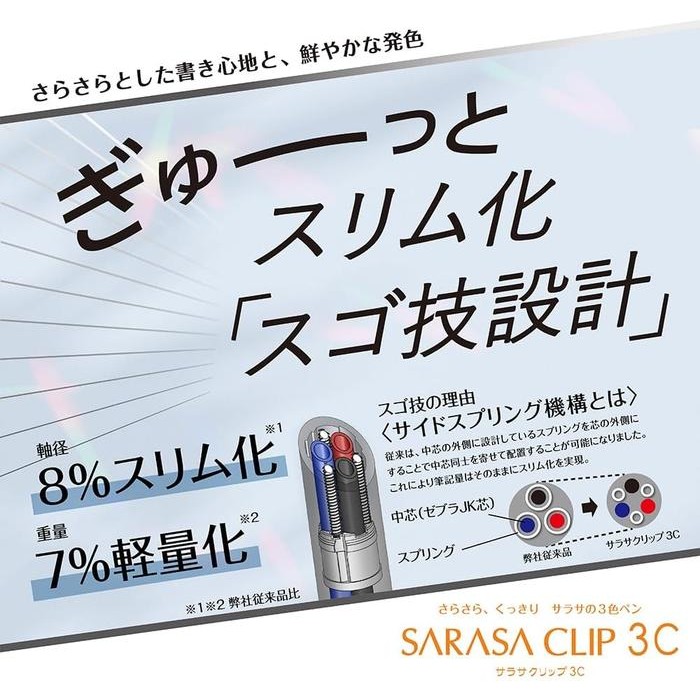 

Zebra Sarasa Clip 3C Clear Color 3 Color Multi Gel Ink Pen 0.4mm 0.5mm Limited Edition