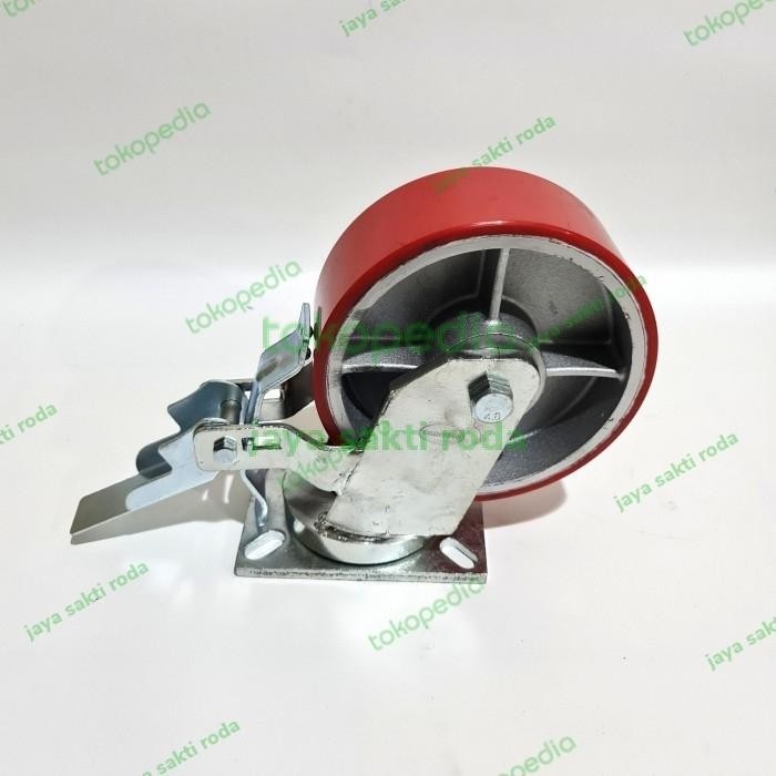 

Terlaris Roda Pu Super Heavy Duty 8" Putar+Rem Beban 1 Ton