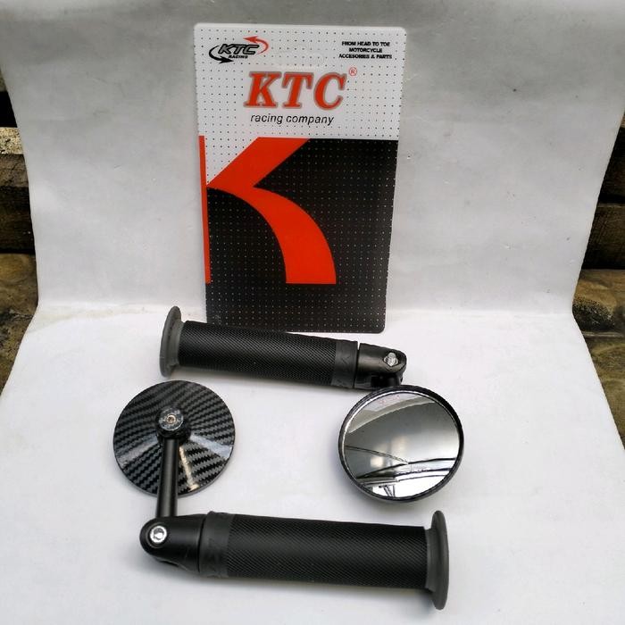 Paket Variasi Motor Hand Fit Handgrip Ktc Bulu Original+Spion Jalu Bulat Bar End Carbon Universal