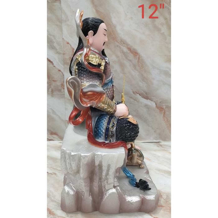 patung dewa hian tian shang ti / siong te kong / Xuan Tian Shang Di () - 12 inch - marmer - duduk -