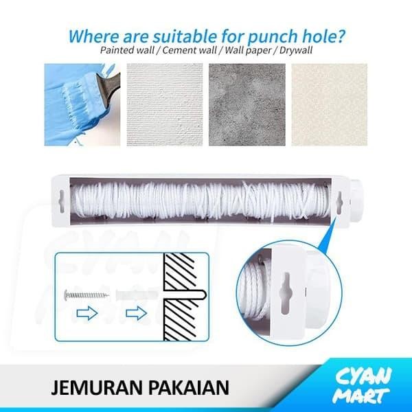 Jemuran Baju Automatic Drying Rope Clothesline Alat Jemur Pakaian