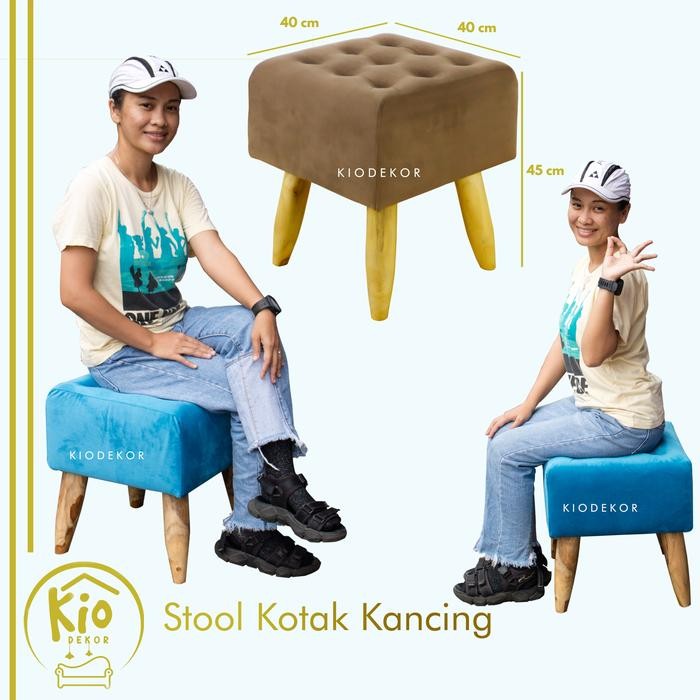 Stool Kancing Kotak 40X45Cm / Stool Murah / Stool Dewasa / Kursi Kotak / Stool Sofa / Stool Kayu /