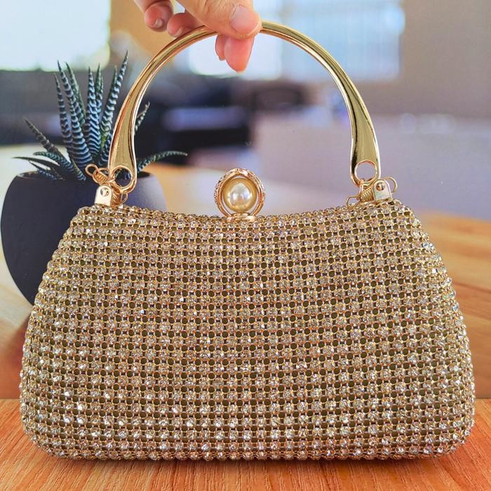 Tas Pesta Wanita Lokal Kristal Kondangan Terkini Terbaru Ori Mewah Elegant Elegan Dompet Pesta Unik