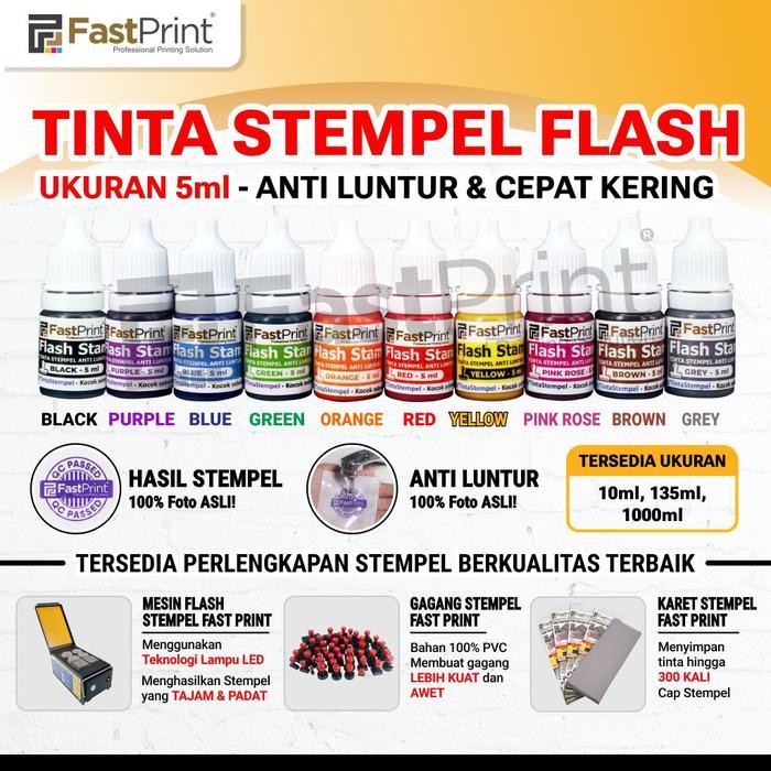 

FLASH SALE TINTA STEMPEL FLASH FAST PRINT WARNA BIRU (BLUE INK) 5ML - COKELAT
