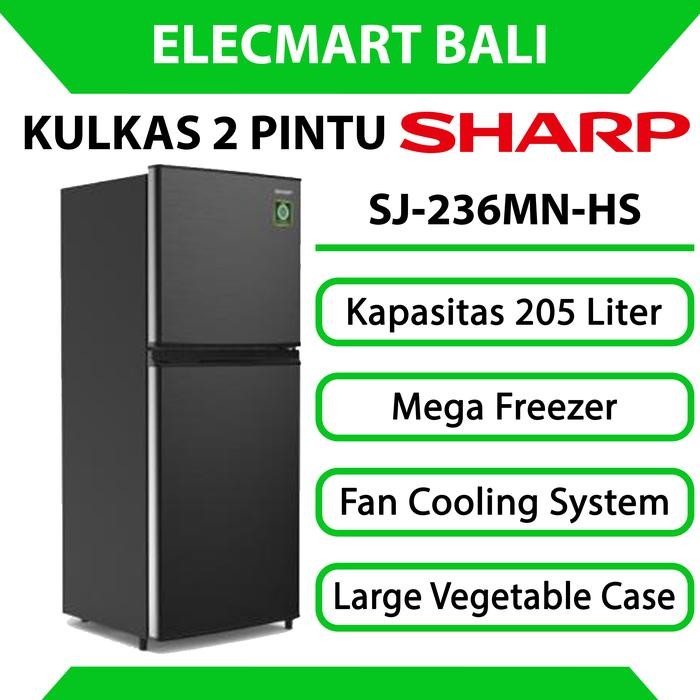 ald Kulkas 2 Pintu 200 Liter Sharp Dark Silver SJ-236MN-HS