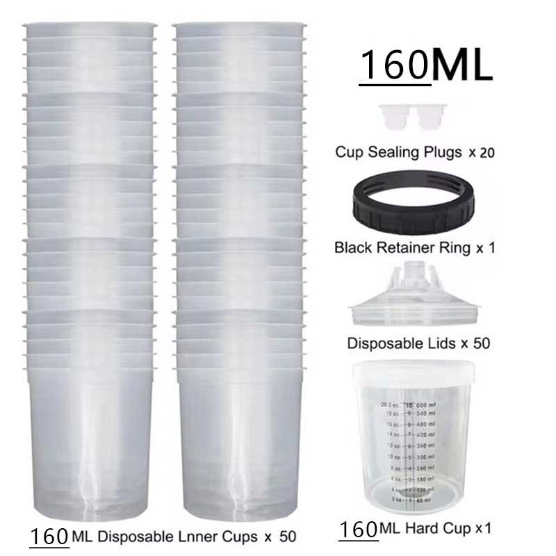 SUTU 50PCS 160ML/350ML Disposable Paint Cup Spray Gun Cup Paint Mixing Tank Type H/O Quick