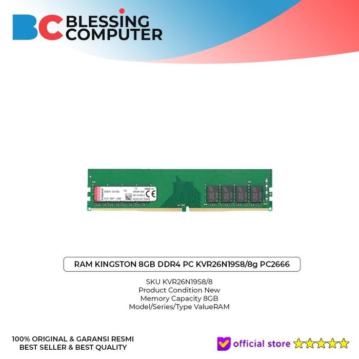 RAM KINGSTON 8GB DDR4 PC KVR26N19S8/8g PC2666 / Ram PC 8GB